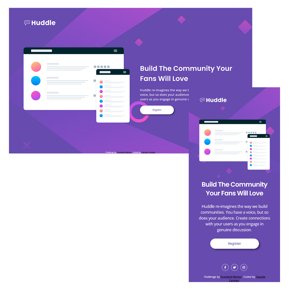 huddle landing page screenshot
